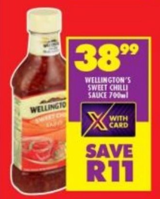 Shoprite WELLINGTON'S SWEET CHILLI SAUCE 700ml offer