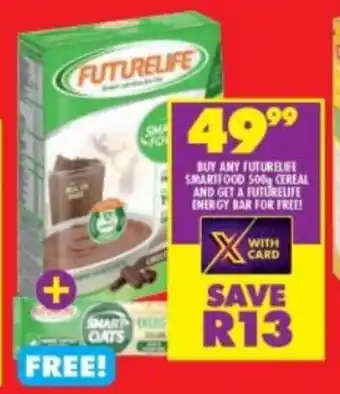 Shoprite BUY ANY FUTURELIFE SMARTFOOD 500 CEREAL AND GET A FUTURELIFE ENERGY BAR FOR FREE! offer