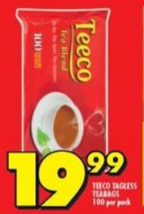 Shoprite Teeco Tagless Teabags 100 per pack offer