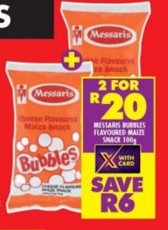 Shoprite MESSARIS BUBBLES FLAVOURED MAIZE SNACK 100g offer