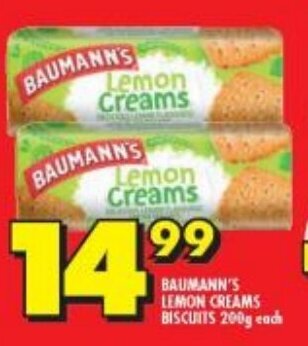 Shoprite BAUMANN'S LEMON CREAMS BISCUITS 200g each offer