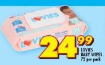 Shoprite LOVIES BABY WIPES 72 per pack offer