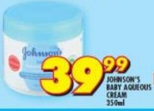 Shoprite Johnson's Baby Aqueous Cream 350ml offer