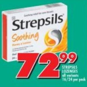 Shoprite STREPSILS LOZENGES all variants 16/24 per pack offer