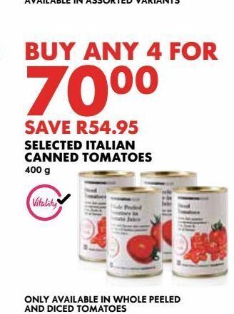 Woolworths Selected italian canned tomatoes 400g offer
