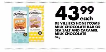 Woolworths De villiers honeycomb milk chocolate bar or sea salt and caramel milk chocolate 80g offer