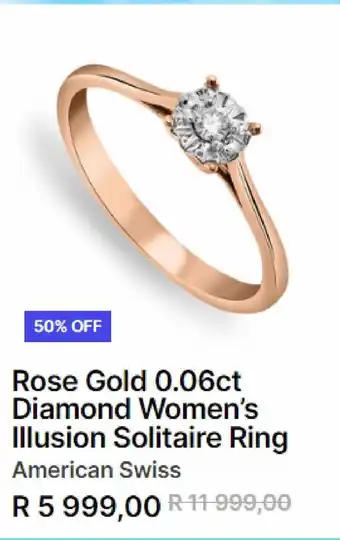 Rose gold 0.06ct diamond women's illusion solitaire ring
