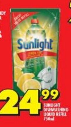 Shoprite SUNLIGHT DISHWASHING LIQUID REFILL 750ml offer