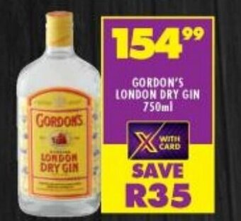 Shoprite GORDON'S LONDON DRY GIN 750ml offer