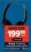 Checkers Hyper Sony folding black headphones with microphone-each offer