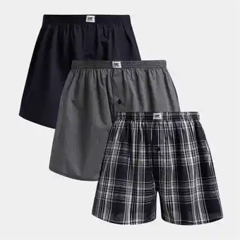 Markham Men's markham 3 pack bold check stripe navy boxer offer
