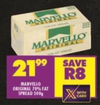 Shoprite MARVELLO ORIGINAL 70% FAT SPREAD 500g offer