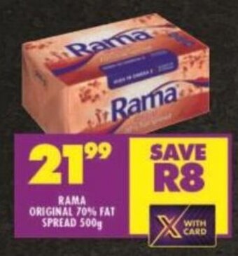 Shoprite RAMA ORIGINAL 70% FAT SPREAD 500g offer