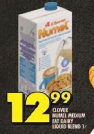 Shoprite CLOVER NUMEL MEDIUM FAT DAIRY LIQUID BLEND 1L offer