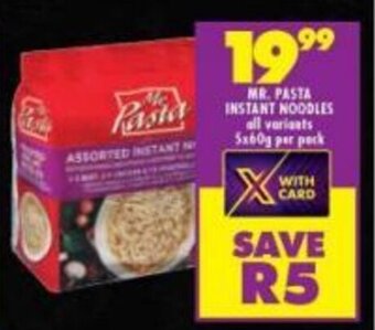 Shoprite MR. PASTA INSTANT NOODLES all variants 5x60g per pack offer