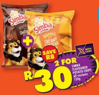 Shoprite SIMBA FLAVOURED POTATO CHIPS all variants 120g offer