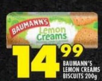 Shoprite BAUMANN'S LEMON CREAMS BISCUITS 200g offer