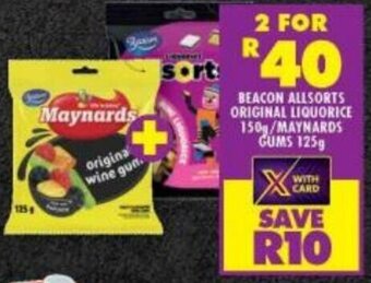 Shoprite BEACON ALLSORTS ORIGINAL LIQUORICE 150g/MAYNARDS GUMS 125g offer
