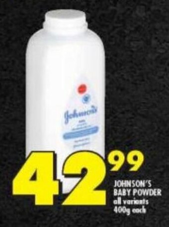 Shoprite JOHNSON'S BABY POWDER all variants 400g each offer