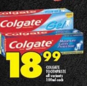 Shoprite COLGATE TOOTHPASTE all variants 100ml each offer