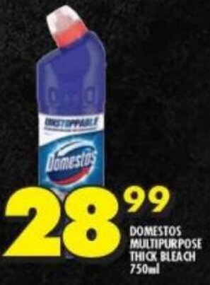 Shoprite DOMESTOS MULTIPURPOSE THICK BLEACH 750ml offer