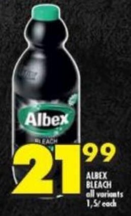 Shoprite Albex Bleach all variants 1,5L each offer