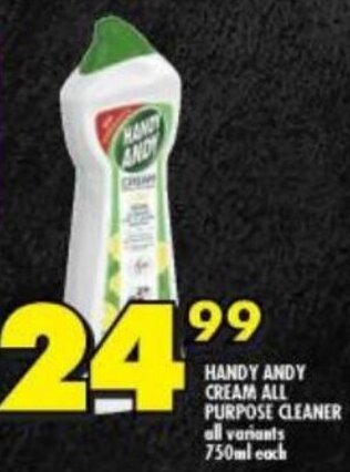 Shoprite HANDY ANDY CREAM ALL PURPOSE CLEANER all variants 750ml each offer