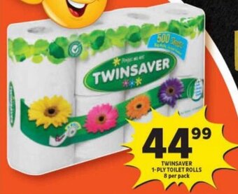 Shoprite TWINSAVER 1-PLY TOILET ROLLS 8 per pack offer