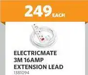 Electrimate 3m 16 amp extension lead 1381094-each