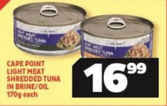 Usave CAPE POINT LIGHT MEAT SHREDDED TUNA IN BRINE/OIL 170g each offer