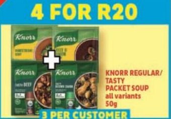 Usave KNORR REGULAR/ TASTY PACKET SOUP all variants 50g offer