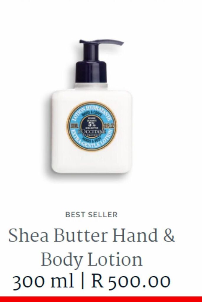 Shea butter hand & body lotion 300ml offer at L'Occitane