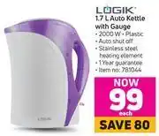 Game Logik 1.7l auto kettle with gauge offer