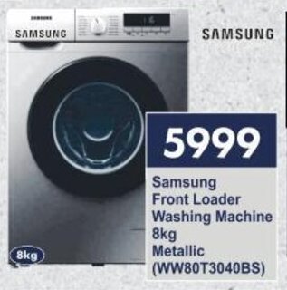 President Hyper Samsung Front Loader Washing Machine 8kg Metallic (WW80T3040BS) offer