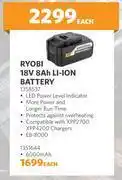 BUCO Ryobi 18v 8ah li-ion battery 1358537-each offer