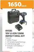 BUCO Ryobi 18v li-ion 13mm impact drill kit 1366149-each offer