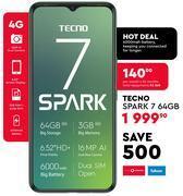 Edgars Tecno spark 7 64gb smartphone offer