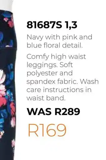 Honey Fashion Accessories Navy with pink and blue floral detail. comfy high waist leggings offer