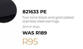Honey Fashion Accessories Two-tone black and gold plated stainless steel earrings offer