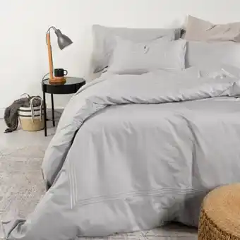 Whitehouse T440 bamboo 3 line satin stitch duvet cover set - light grey offer