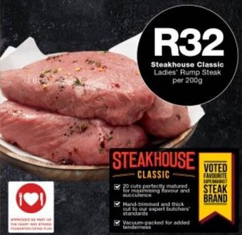 Checkers Steakhouse Classic Ladies' Rump Steak per 200g offer