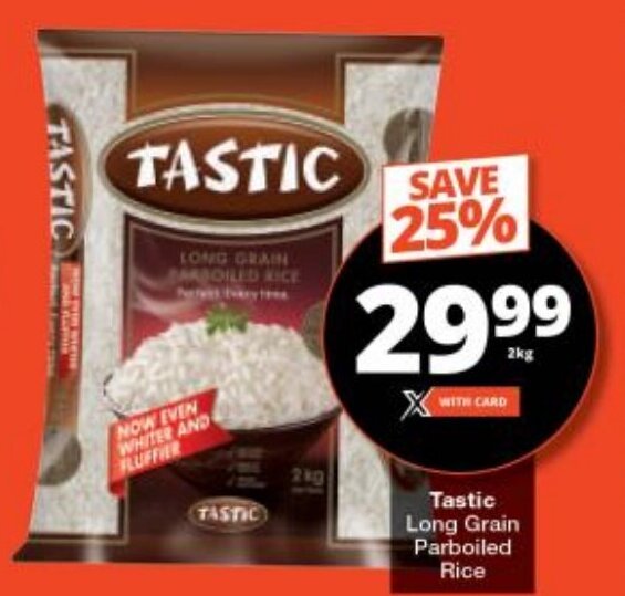 Tastic Long Grain Parboiled Rice offer at Checkers