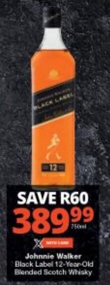 Checkers Johnnie Walker Black Label 12-Year-Old Blended Scotch Whisky offer