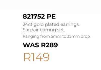 Honey Fashion Accessories 24ct gold plated earrings. six pair earring set. offer