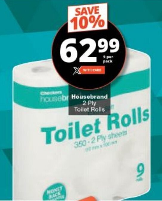 Housebrand 2 Ply Toilet Rolls offer at Checkers