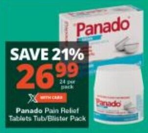 Panado Pain Relief Tablets Tub/Blister Pack
