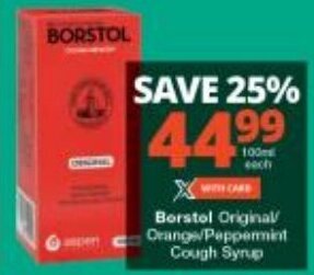 Checkers Borstol Original/ Orange/Peppermint Cough Syrup offer