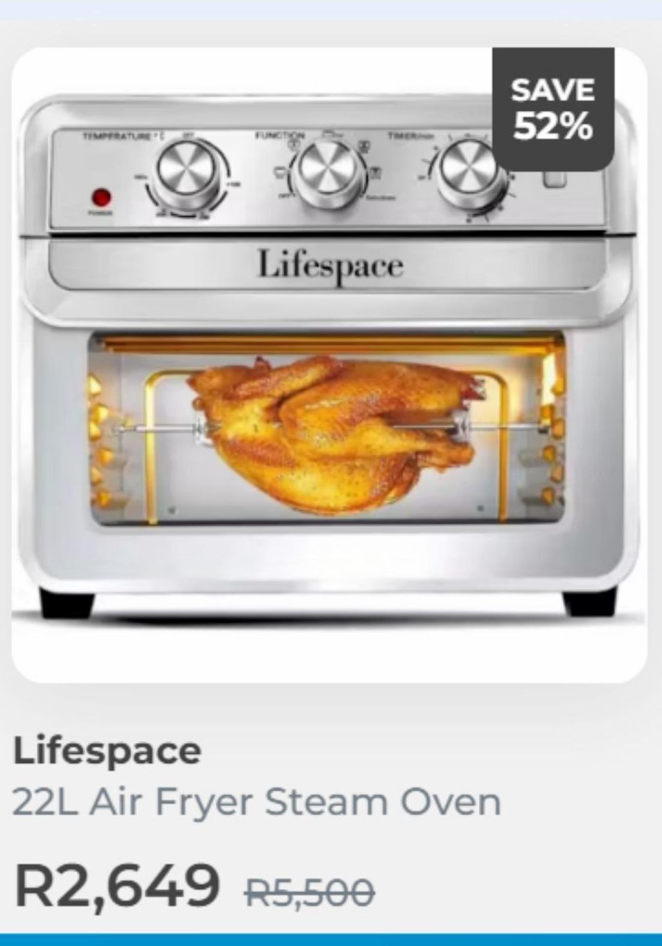Lifespace 22l air fryer steam oven offer at OneDayOnly