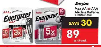 Makro Energizer Max AA or AAA Alkaline Batteries (2404610; 368123) offer