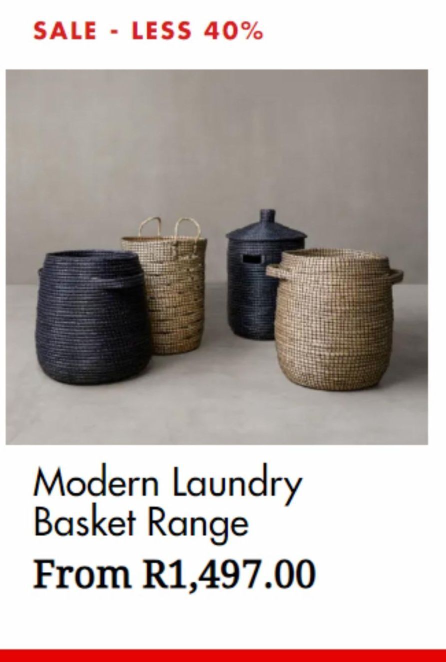 Modern laundry basket range offer at Weylandts